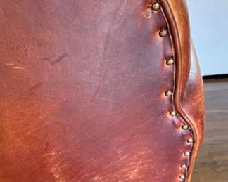 Pair of Vintage Italian Leather Club Chairs. Each Measures 32" D x 32" W. Photo 5 of 5. 