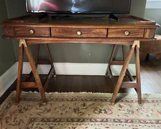 Vintage Campaign Desk with "Sawhorse" Legs. Measures 48" W x 27" D. Photo 1 of 3. 