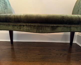 Velvet Upholstered Bench with Contract Trim. Photo 3 of 4. 