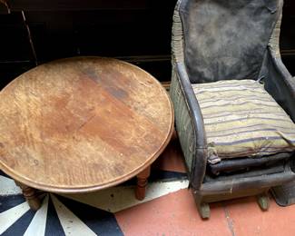 Antique Wooden Table and Rocking Chair