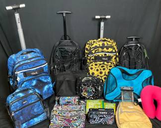 4 Rolling Backpacks, Vera Bradley Mickey 3 Pc Purse Set Hobo Purse, Etc 