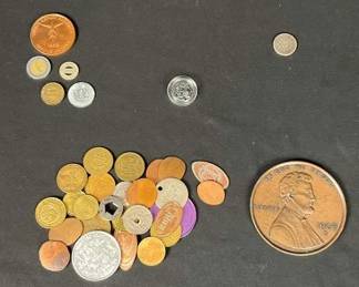 1800s Shield Five Cent Piece, Ancient Greek Coin, Transit Fare and Others