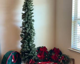 Natural Rustic Christmas Tree, 2 Wreaths, Decor, Train 