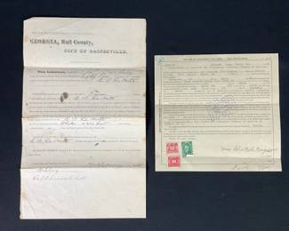 Antique Georgia Property Deed and Real Estate Bond from 1882 and 1922 