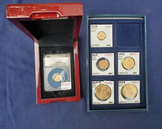 Five pre-1933 Gold Coins (two $20 Gold St. Gaudens, one $10 Gold Indian Head, one $5 Gold Indian Head, and one $2.50 Gold Indian Head)  and some graded Gold American Gold Eagles! 