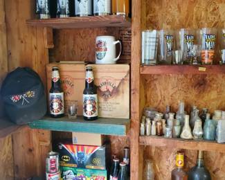 Star Wars Water Bottles, NASCAR stuff, Old Medicine Bottles, Budweiser Glasses, Old Liquor Bottles, Batman & The Joker Items.