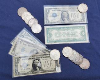 Morgan Silver Dollars and U.S. $1.00 Silver Certificates.