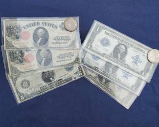 Early large U.S. "Horse Blanket" Currency.