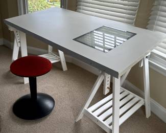 White drafting table (59 x 29 x 33) adjustable