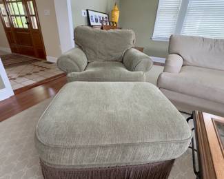 Fringe chairs (2) with ottoman