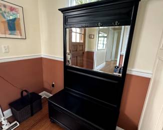 Black bench with mirror and hooks 40 " wide x 71 " high