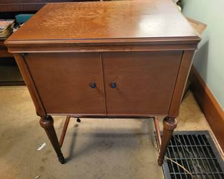 Vintage Domestic Sewing Machine And Folding Storage Table.