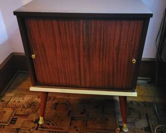 Woodcrafters brand Mid-Century Modern record cabinet. 