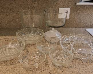 Ten Pieces Of Glassware Trifle Bowls Platter Candy Dish And Five Serving Bowls
