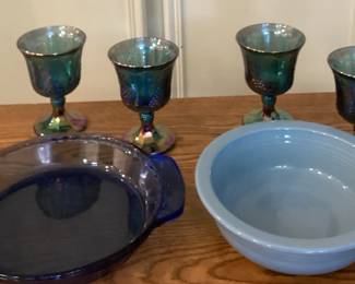 4 Vintage Indiana grape goblet 2 dish