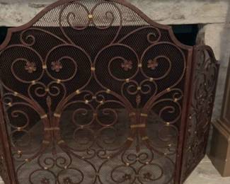 3 Panel Iron Fireplace Screen wrought iron