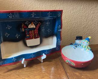Snowman Plate And Bowl