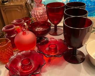 Candle holders, drinking glasses - some Fenton