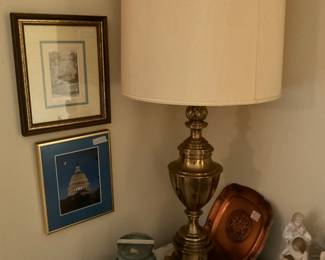 Pictures & lamp with decor in living room