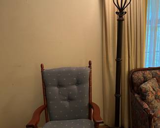 Rocker with wood and standing large lamp