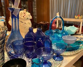 Blue glass items