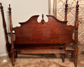 Queen bed head board, foot board, mattress and box springs