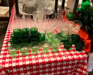 Green glass items
