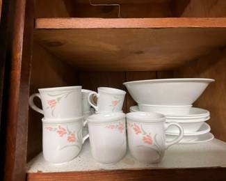 Corelle - pink flowers & some with just white