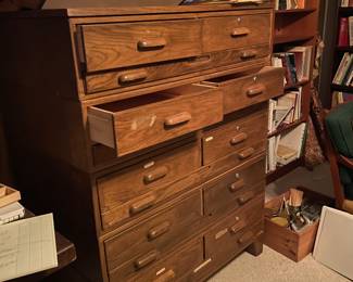 Solid oak map dresser with map storage drawer