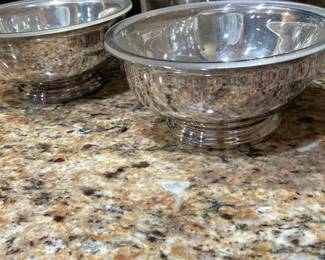 3 Gotham Silver Bowls With Plastic Inverted Covers