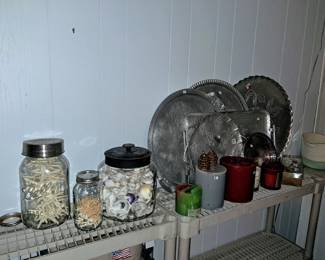 Vintage aluminum trays and jars of Curiosities