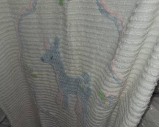 Sweet baby Chenille blanket with a deer