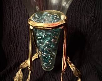 Bombay Co. floating glass vase on brass stand