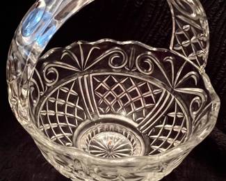 Cut crystal basket bowl
