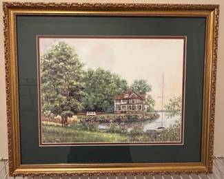 Framed print signed by George Voyajolu