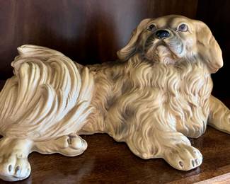 Large ceramic Pekinese dog statue