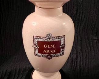 Gum Arab ceramic apothecary jar