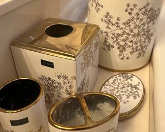 Laura Ashley gold accent bathroom accessories