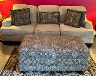 Hughes Furniture sofa (new with tag) with storage ottoman and matching pillows