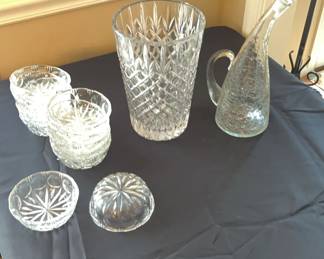 Crystal Lot 12 Bowls, Vase, Pitcher
