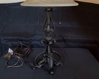 Cast Iron Lamp With Glass Lampshade