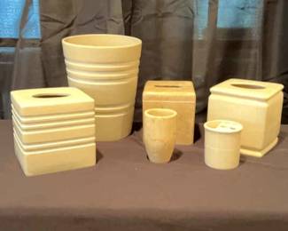 Ceramic Tissue Box Covers, Waste Basket, Toothbrush Holder, and Cup