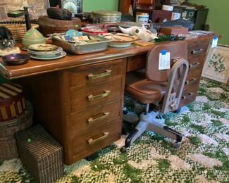 Large desk and vintage office chair