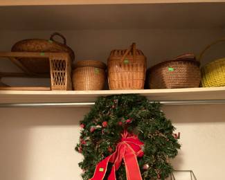 Basket collection and Christmas wreath
