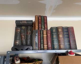 Lots of pieces throughout home painted book library furniture 