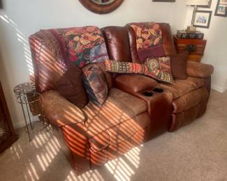 Leather reclining sofa 