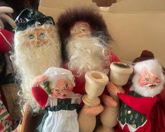 Annalee dolls and folk art Santas
