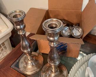 Sterling large candle sticks 