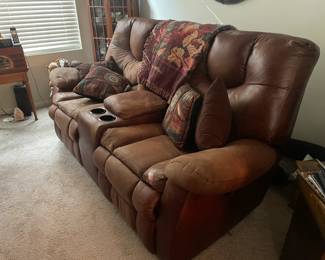 Leather reclining sofa 