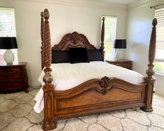 Haverty’s Kingsize Four Poster Bed 1,500
Sleep Number Bed
End Tables $700 Each
Chest $900
Dresser with Mirror $900
